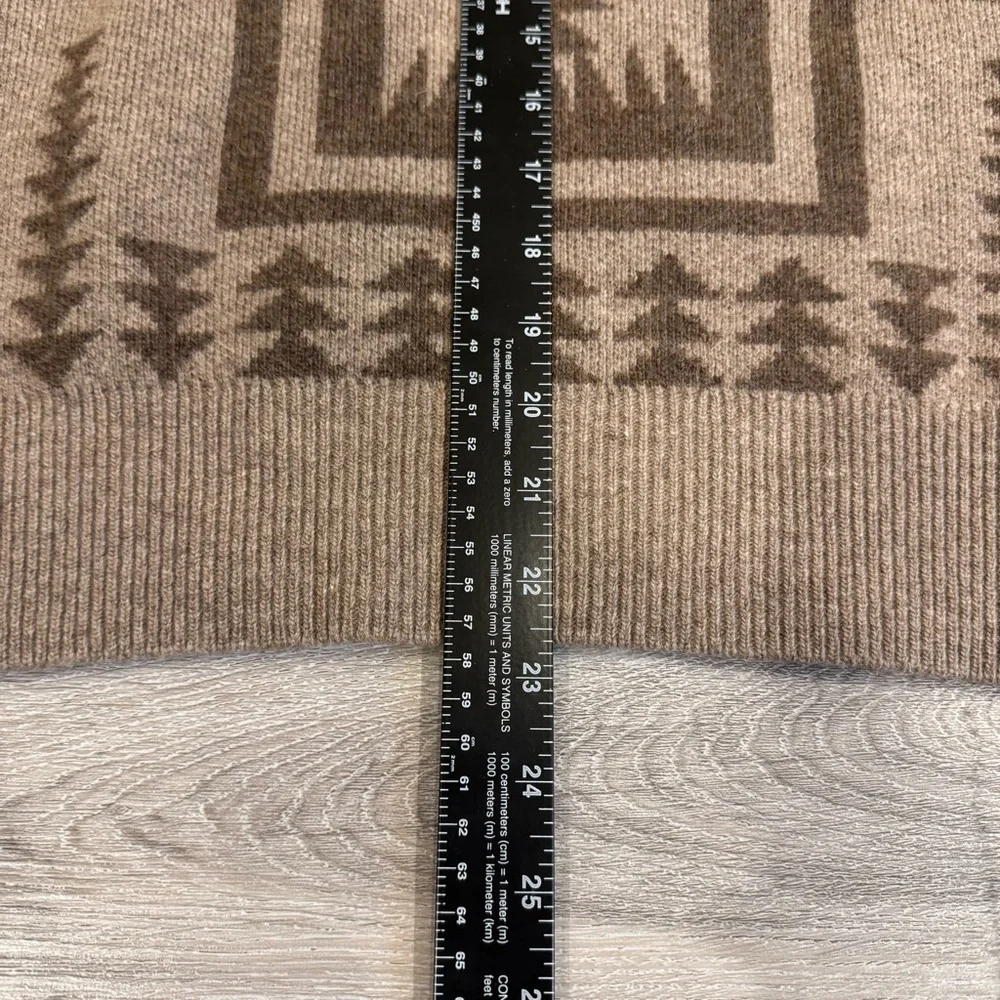 Pendleton Harding Southwestern Geometric Tan Brown Wool Sweater Women’s Medium - Picture 8 of 9